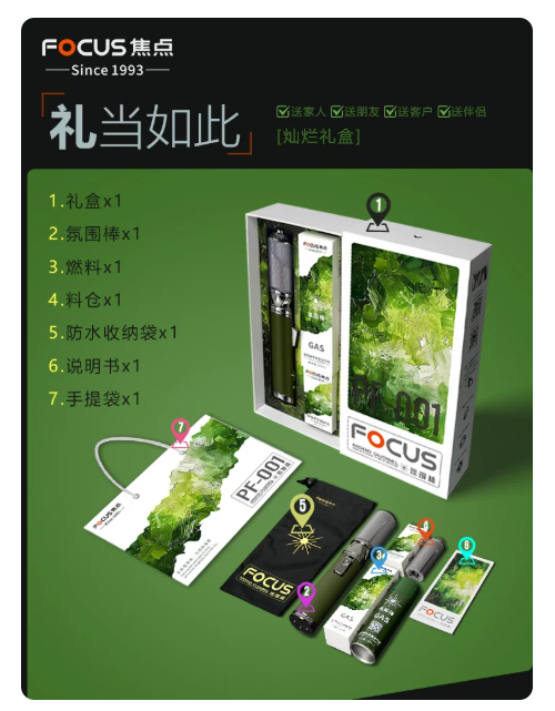 FOCUS SPARK gift box with wand, cartridges, pouch and bag